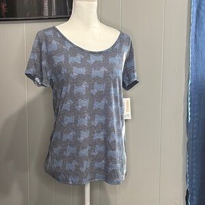 Women's Blue ScottieDog‎ Print Top (LuLaRoe)